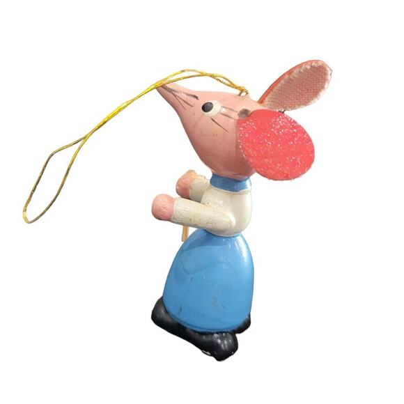 Vintage Goula Made in Spain Mouse Ornaments Set of 2 Hand Painted‎ - Picture 4 of 13